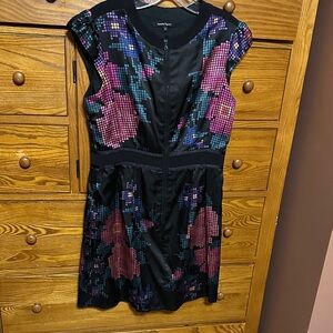 Nanette Lepore Black Dress with Pink and Purple Accents
